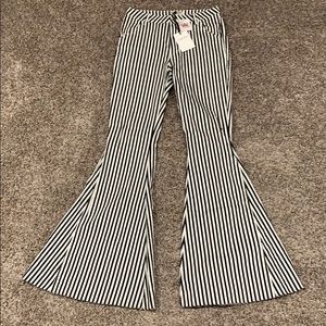 Black and white striped bell bottoms